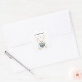 編集可能なクマと本のブックプレートステッカー スクエアシール (封筒)