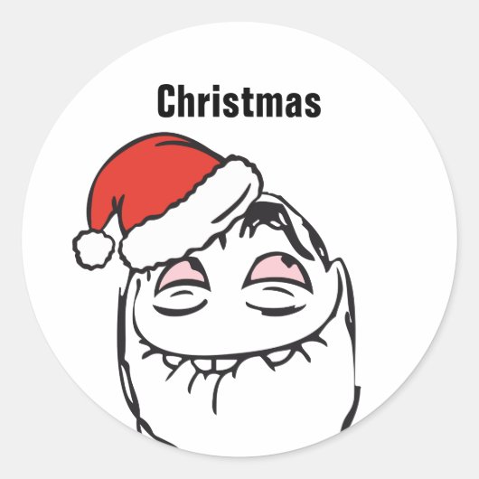 編集可能なクリスマスのTroll Le Meミーム思考マスト ラウンドシール (正面)