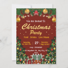 編集可能なクリスマスイベント招待状カード シーズンカード