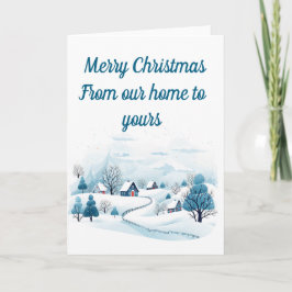 編集可能なクリスマスカード（冬の町） カード