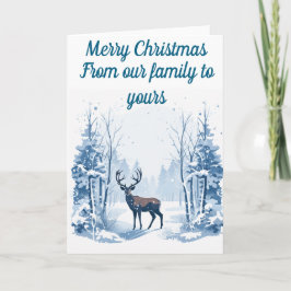 編集可能なクリスマスカード　冬の鹿 カード