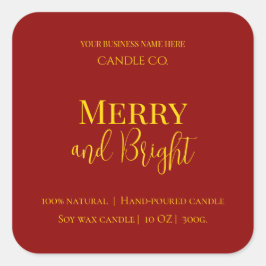 編集可能なクリスマスキャンドルデザイン Merry & Bright Holiday スクエアシール