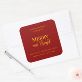 編集可能なクリスマスキャンドルデザイン Merry & Bright Holiday スクエアシール (封筒)