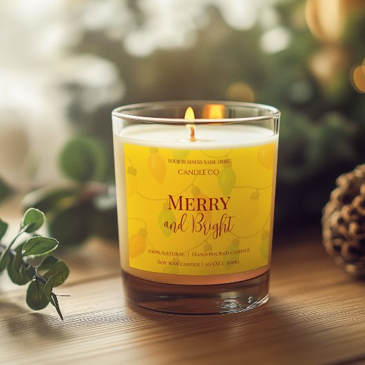 編集可能なクリスマスキャンドルデザイン Merry & Bright Holiday スクエアシール