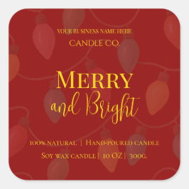 編集可能なクリスマスキャンドルデザイン Merry & Bright Holiday スクエアシール