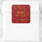 編集可能なクリスマスキャンドルデザイン Merry & Bright Holiday スクエアシール (バッグ)