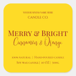 編集可能なクリスマスキャンドルラベル Merry & Bright Holiday スクエアシール