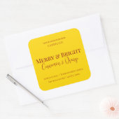 編集可能なクリスマスキャンドルラベル Merry & Bright Holiday スクエアシール (封筒)