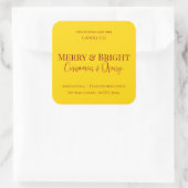 編集可能なクリスマスキャンドルラベル Merry & Bright Holiday スクエアシール (バッグ)