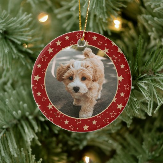 編集可能なクリスマスペットの写真の飾り セラミックオーナメント (ツリー)