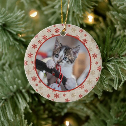 編集可能なクリスマスペットの写真飾り セラミックオーナメント (ツリー)
