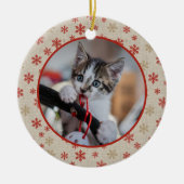 編集可能なクリスマスペットの写真飾り セラミックオーナメント (正面)