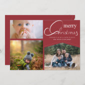 編集可能なクリスマスレッドの3枚の写真 シーズンカード (正面/裏面)