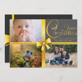 編集可能なクリスマスレッドの3枚の写真 シーズンカード (正面/裏面)