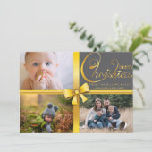 編集可能なクリスマスレッドの3枚の写真 シーズンカード (スタンド正面)