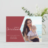 編集可能なクリスマス 赤い写真 シーズンカード (スタンド正面)