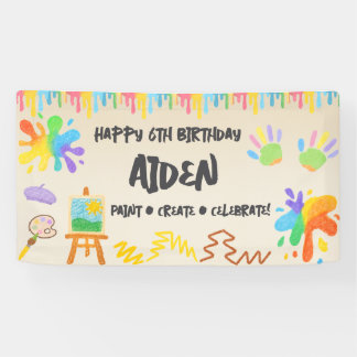 編集可能なクレヨンスタイル - アーティスティックなペイント＆パレット 横断幕