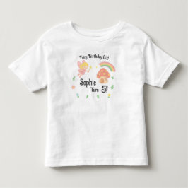 編集可能なクレヨンスタイル - フェアリーマッシュルームフォレスト トドラーTシャツ