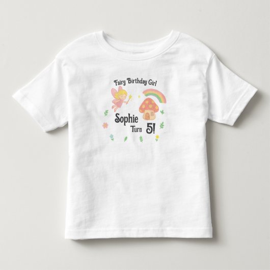編集可能なクレヨンスタイル - フェアリーマッシュルームフォレスト トドラーTシャツ (正面)