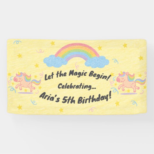 編集可能なクレヨンスタイル – ユニコーンの夢の輝き 横断幕 (横)