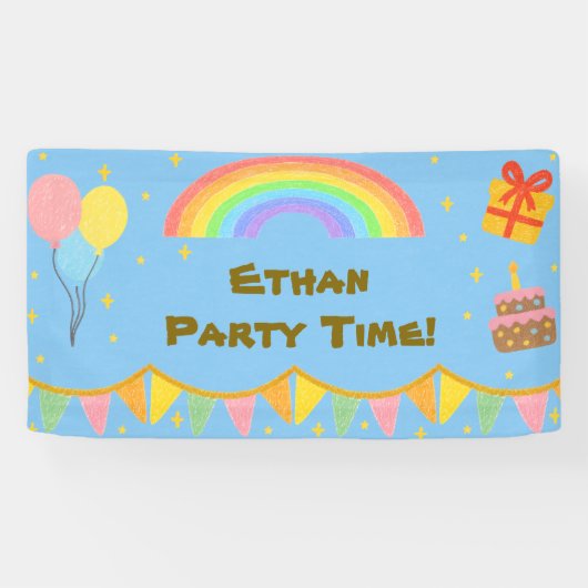 編集可能なクレヨンスタイル – レインボーセレブレーション 横断幕 (横)