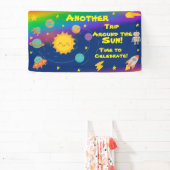 編集可能なクレヨンスタイル - 太陽を一周する誕生日 横断幕 (インサイチュ)