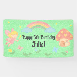 編集可能なクレヨンスタイル – 妖精のキノコの森 横断幕