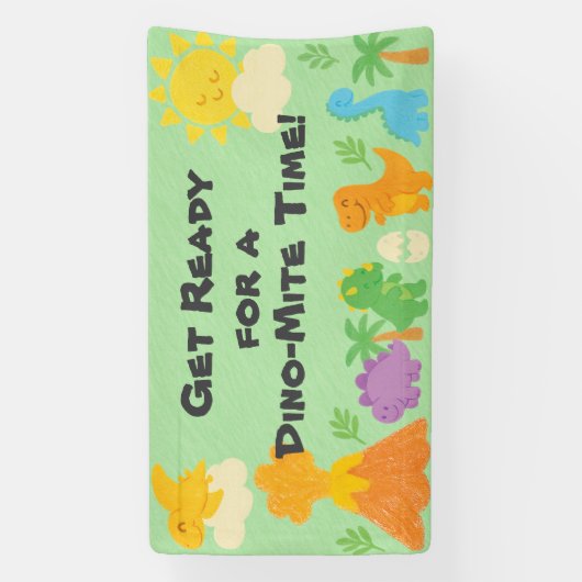 編集可能なクレヨンスタイル – 恐竜のロアーサムバースデー 横断幕 (縦)