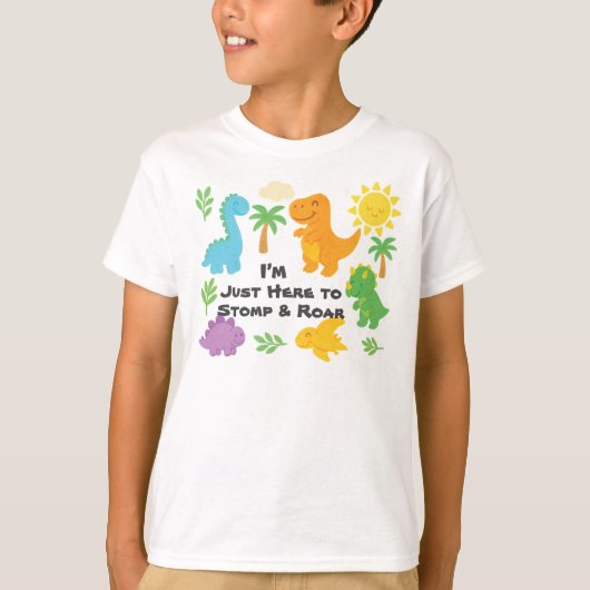 編集可能なクレヨンスタイル – 恐竜の子供たち Tシャツ (正面)