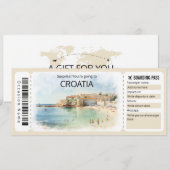編集可能なクロアチア航空券, クロアチア旅行 招待状 (正面/裏面)