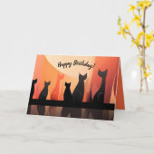 編集可能なクールCatsハッピーバースデー カード (黄色い花)