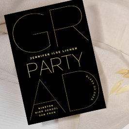 編集可能なグラードパーティー | 2024年クラスの金ゴールドが押された 箔招待状