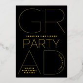 編集可能なグラードパーティー | 2024年クラスの金ゴールドが押された 箔招待状 (正面)