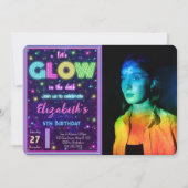 編集可能なグロー写真招待状 招待状 (正面)