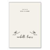 編集可能なゲスト名の結婚式テーブルプレイスカード テーブルナンバー (正面)