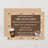 編集可能なコーヒーと会話の招待状 インビテーションポストカード (正面/裏面)