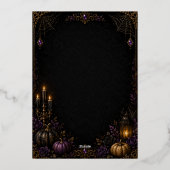 編集可能なゴシックハロウィンパーティー招待状 | ラグジュアリー 箔招待状 (裏面)