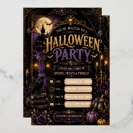 編集可能なゴシックハロウィンパーティー招待状 | Luxur 箔招待状