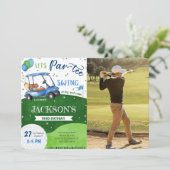編集可能なゴルフ誕生日写真招待状 招待状 (スタンド正面)