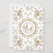 編集可能なゴールドとホワイトのウェディング 招待状 (裏面)
