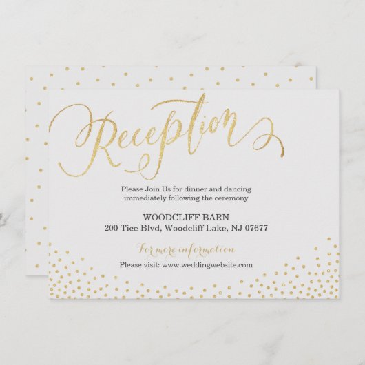 編集可能なゴールドグリッターカリグラフィー受付カード エンクロージャーカード (正面/裏面)