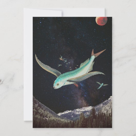 編集可能なサイケデリック魚の飛んでいる宇宙挨拶 シーズンカード (正面)
