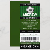 編集可能なサッカーチケットの誕生日パーティー用品 招待状 (正面/裏面)