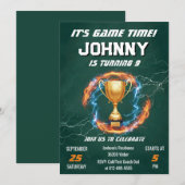 編集可能なサッカー誕生日パーティー招待状 招待状 (正面/裏面)