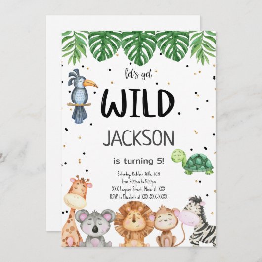 編集可能なサファリ招待状 招待状 (正面/裏面)