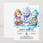 編集可能なサル誕生日 招待状 (正面/裏面)