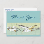 編集可能なサンキューカード 海のサギ タイルアート ポストカード (正面/裏面)