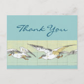 編集可能なサンキューカード 海のサギ タイルアート ポストカード (正面)