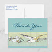 編集可能なサンキューカード 海辺のタイルアート - 鳥 ポストカード (正面/裏面)