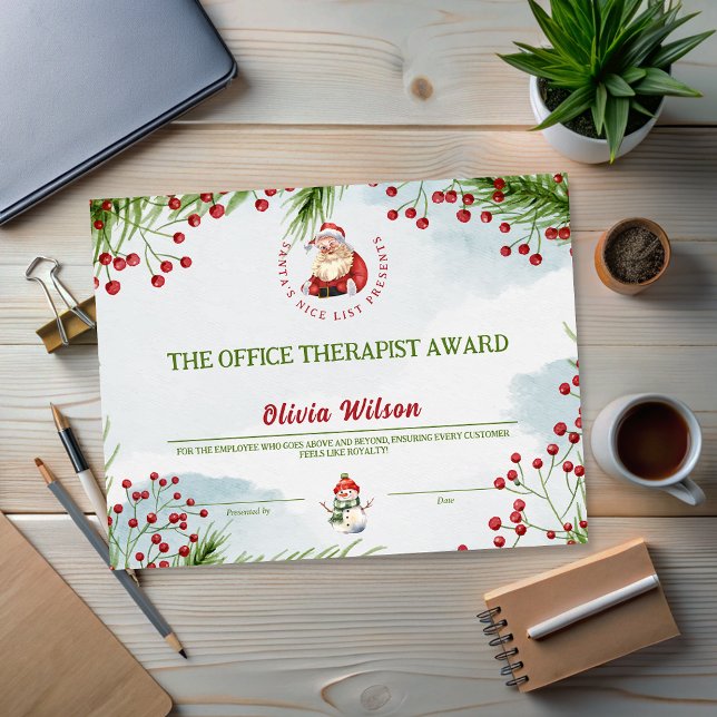 編集可能なサンタ・クリスマス賞の従業員向け (Editable Santa Christmas Awards for Employee)